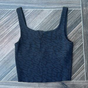 Carbon38 Printed Ribbed Black Leopard Tank With Built in Bra